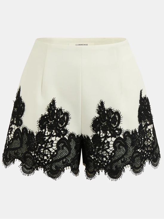 Commense Pants - NWT’s Commense Contrast Lace Trim Mid-Waist Shorts Sz XS